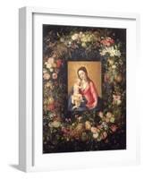 Garland of Fruit and Flowers with Virgin and Child-Jan Brueghel the Elder-Framed Giclee Print