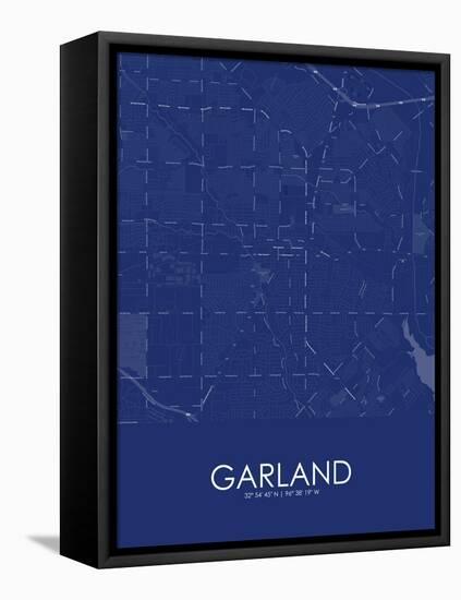 Garland, United States of America Blue Map-null-Framed Stretched Canvas