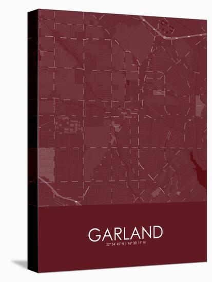 Garland, United States of America Red Map-null-Stretched Canvas