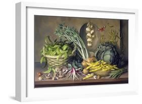 Garlic and Radishes and a Peacock Buttefly, 1997-Amelia Kleiser-Framed Giclee Print