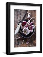 Garlic Bulbs and Cloves in a Ceramic Dish-barbaradudzinska-Framed Photographic Print