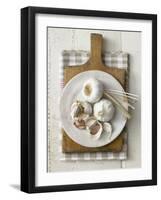 Garlic Bulbs and Cloves on a Plate-Stuart West-Framed Photographic Print