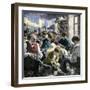 Garment Workers in a Crowded Sweatshop, an Evasion of Factory Labor Regulations, c.1890-null-Framed Giclee Print