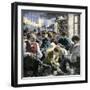 Garment Workers in a Crowded Sweatshop, an Evasion of Factory Labor Regulations, c.1890-null-Framed Giclee Print