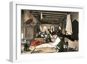 Garment Workers in the Top Rear of a Building in New York City, 1912-null-Framed Giclee Print