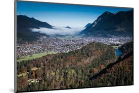 Garmisch-Partenkirchen with Rissersee, Autumn, Aerial Shots, Bavaria, Germany-Frank Fleischmann-Mounted Photographic Print