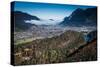 Garmisch-Partenkirchen with Rissersee, Autumn, Aerial Shots, Bavaria, Germany-Frank Fleischmann-Stretched Canvas