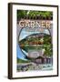 Garner State Park Montage, Texas - Casa Grande-Lantern Press-Framed Art Print