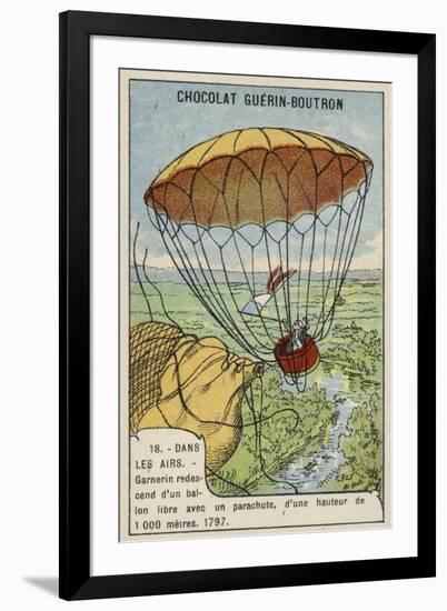 Garnerin Descending from a Balloon by Parachute, 1797-null-Framed Giclee Print