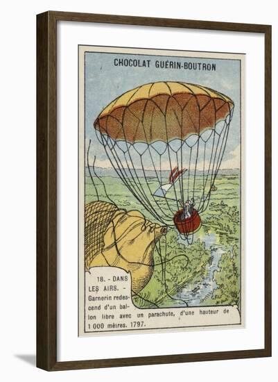 Garnerin Descending from a Balloon by Parachute, 1797-null-Framed Giclee Print