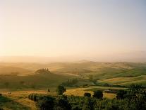 Farmhouse in Rolling Tuscan Landscape at Dawn-Gary Yeowell-Mounted Photographic Print