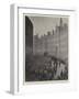 Gas Explosion in the Strand, Funeral Procession of Fireman Sprague Leaving Headquarters-null-Framed Giclee Print