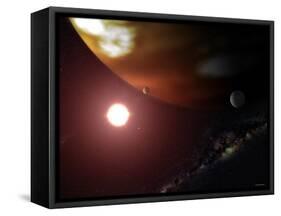 Gas Giant Planet Orbiting the Cool, Red Dwarf Star Gliese 876-Stocktrek Images-Framed Stretched Canvas