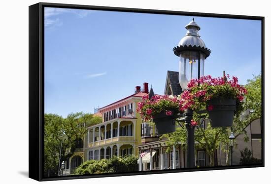 Gas Lamp on a Street, Cape May, New Jersey-George Oze-Framed Stretched Canvas