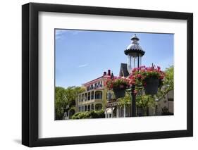 Gas Lamp on a Street, Cape May, New Jersey-George Oze-Framed Photographic Print