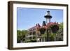 Gas Lamp on a Street, Cape May, New Jersey-George Oze-Framed Photographic Print