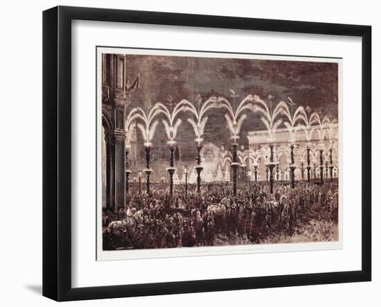 Gas Lighting in Cathedral Square in Milan, 1881, Italy, 19th Century-null-Framed Giclee Print