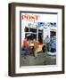 "Gas Money," Saturday Evening Post Cover, March 26, 1960-George Hughes-Framed Premium Giclee Print