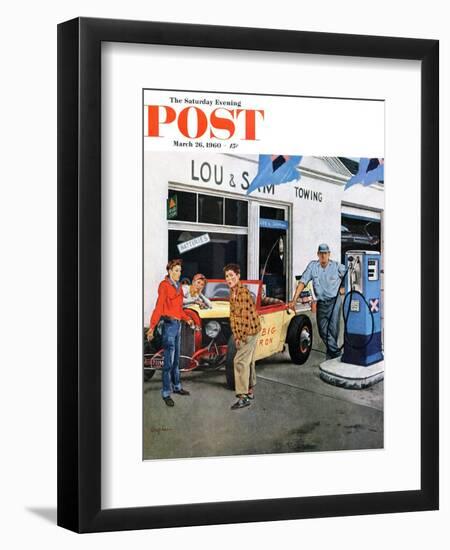 "Gas Money," Saturday Evening Post Cover, March 26, 1960-George Hughes-Framed Premium Giclee Print