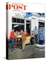 "Gas Money," Saturday Evening Post Cover, March 26, 1960-George Hughes-Stretched Canvas