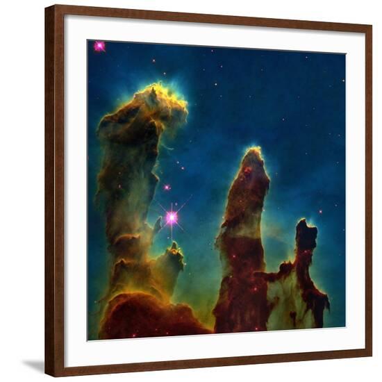 Gas Pillars In the Eagle Nebula--Framed Photographic Print