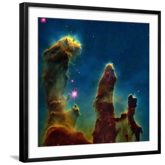 Gas Pillars In the Eagle Nebula--Framed Photographic Print