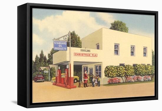 Gas Station in Christmas-null-Framed Stretched Canvas