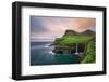 Gasadalur Village and its Iconic Waterfall, Vagar, Faroe Islands, Denmark. Long Exposure.-Nick Fox-Framed Photographic Print