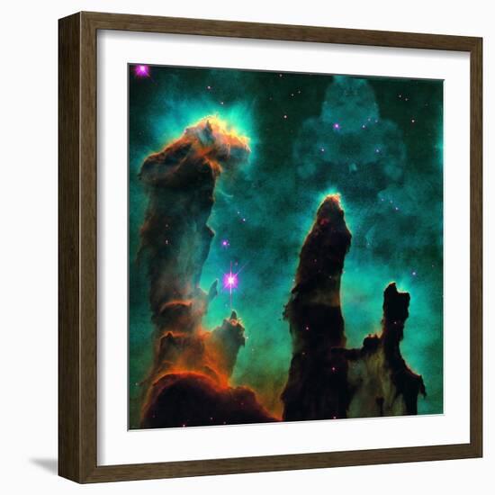 Gaseous Pillars in the Eagle Nebula-Digital Vision.-Framed Photographic Print