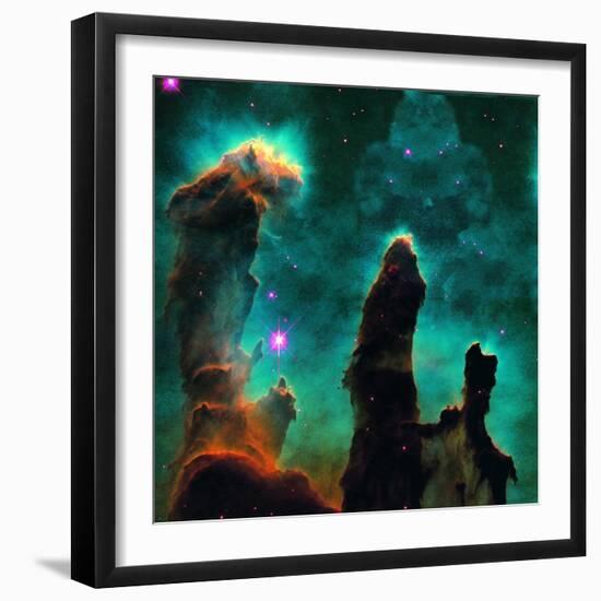 Gaseous Pillars in the Eagle Nebula-Digital Vision.-Framed Photographic Print