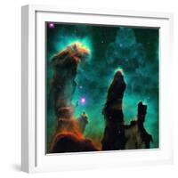 Gaseous Pillars in the Eagle Nebula-Digital Vision.-Framed Photographic Print