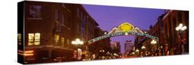 Gaslamp Quarter lit up at night, San Diego, California, USA-null-Stretched Canvas