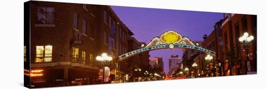 Gaslamp Quarter lit up at night, San Diego, California, USA-null-Stretched Canvas