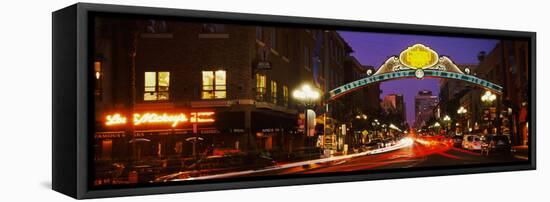 Gaslamp Quarter lit up at night, San Diego, California, USA-null-Framed Stretched Canvas