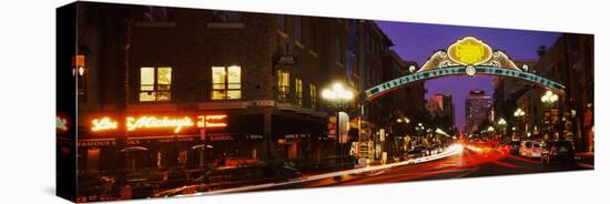 Gaslamp Quarter lit up at night, San Diego, California, USA-null-Stretched Canvas