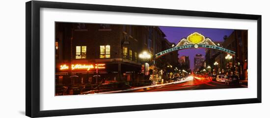 Gaslamp Quarter lit up at night, San Diego, California, USA-null-Framed Photographic Print