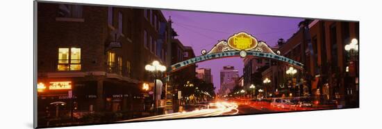 Gaslamp Quarter lit up at night, San Diego, California, USA-null-Mounted Photographic Print