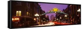 Gaslamp Quarter lit up at night, San Diego, California, USA-null-Framed Stretched Canvas