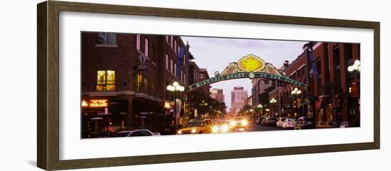 Gaslamp Quarter lit up at night, San Diego, California, USA-null-Framed Photographic Print