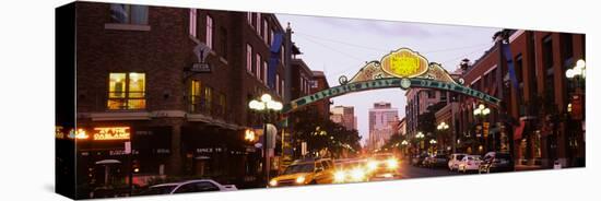 Gaslamp Quarter lit up at night, San Diego, California, USA-null-Stretched Canvas