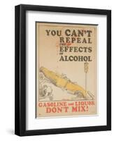 Gasoline and Liquor Don't Mix! Poster-null-Framed Giclee Print