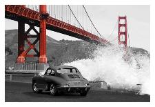 Ocean Waves Breaking on Vintage Beauties (BW)-Gasoline Images-Stretched Canvas