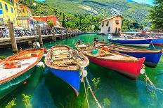 Summer Landscape and Wooden Boats,Lake Garda,Torbole Town,Italy,Europe-Gaspar Janos-Photographic Print