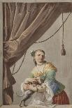 Lady with Dog-Gaspare Diziani-Framed Stretched Canvas