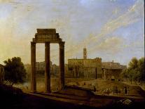 Rome: View of the Forum Looking Towards the Capitol, 1819-Gaspare Gabrielli-Framed Stretched Canvas