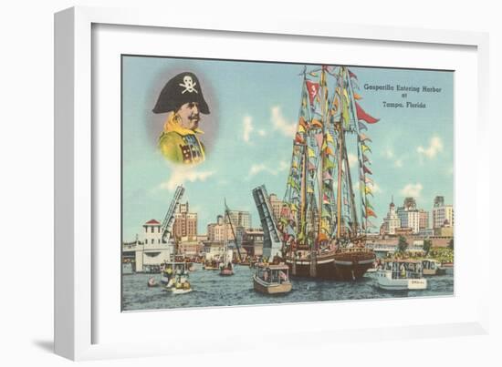 Gasparilla Entering Harbor, Tampa, Florida-null-Framed Art Print