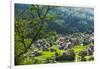 Gassho-zukuri houses and farmland in the mountain, Shirakawa-go, Japan-Keren Su-Framed Photographic Print