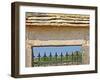 Gate and Key Stone Carved with Montrachet, Domaine Leflaive, Grand Cru Vineyard, Bourgogne, France-Per Karlsson-Framed Photographic Print