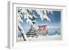 Gate of a Snowcapped Shrine, Itsukushima Shrine, Hiroshima, Honshu Island, Japan-null-Framed Giclee Print