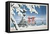 Gate of a Snowcapped Shrine, Itsukushima Shrine, Hiroshima, Honshu Island, Japan-null-Framed Stretched Canvas